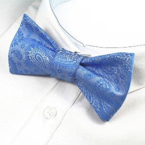 Blue, White, and Paisley Bow Tie