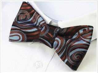 Brown and Blue Paisley Bow Tie