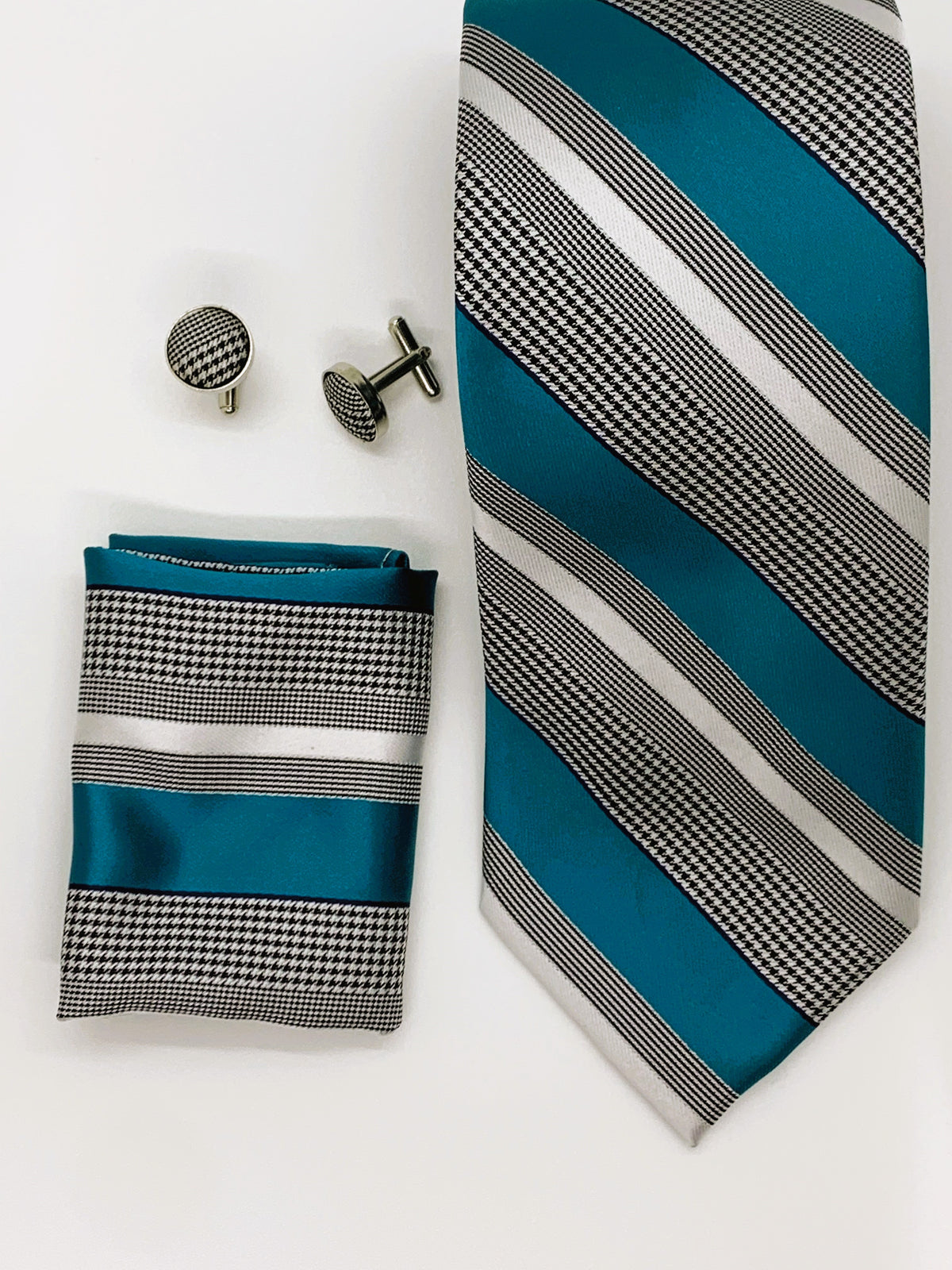 Grey and Teal Tie