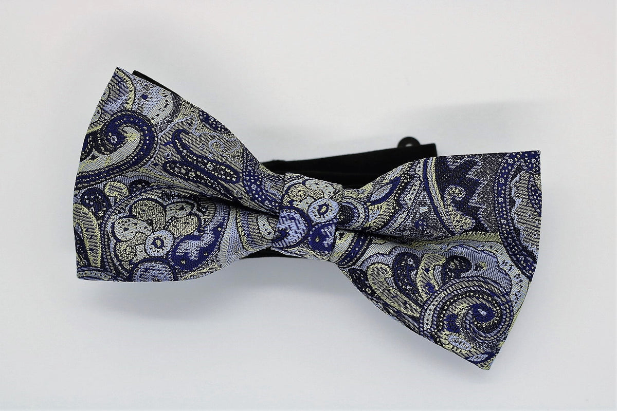 Blue Paisley Pre-Tied Bow Tie