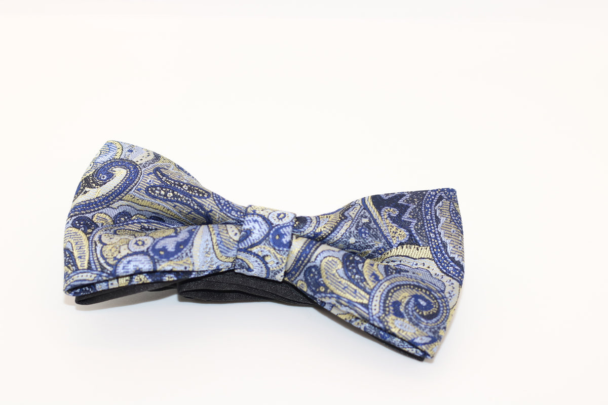 Blue Paisley Pre-Tied Bow Tie