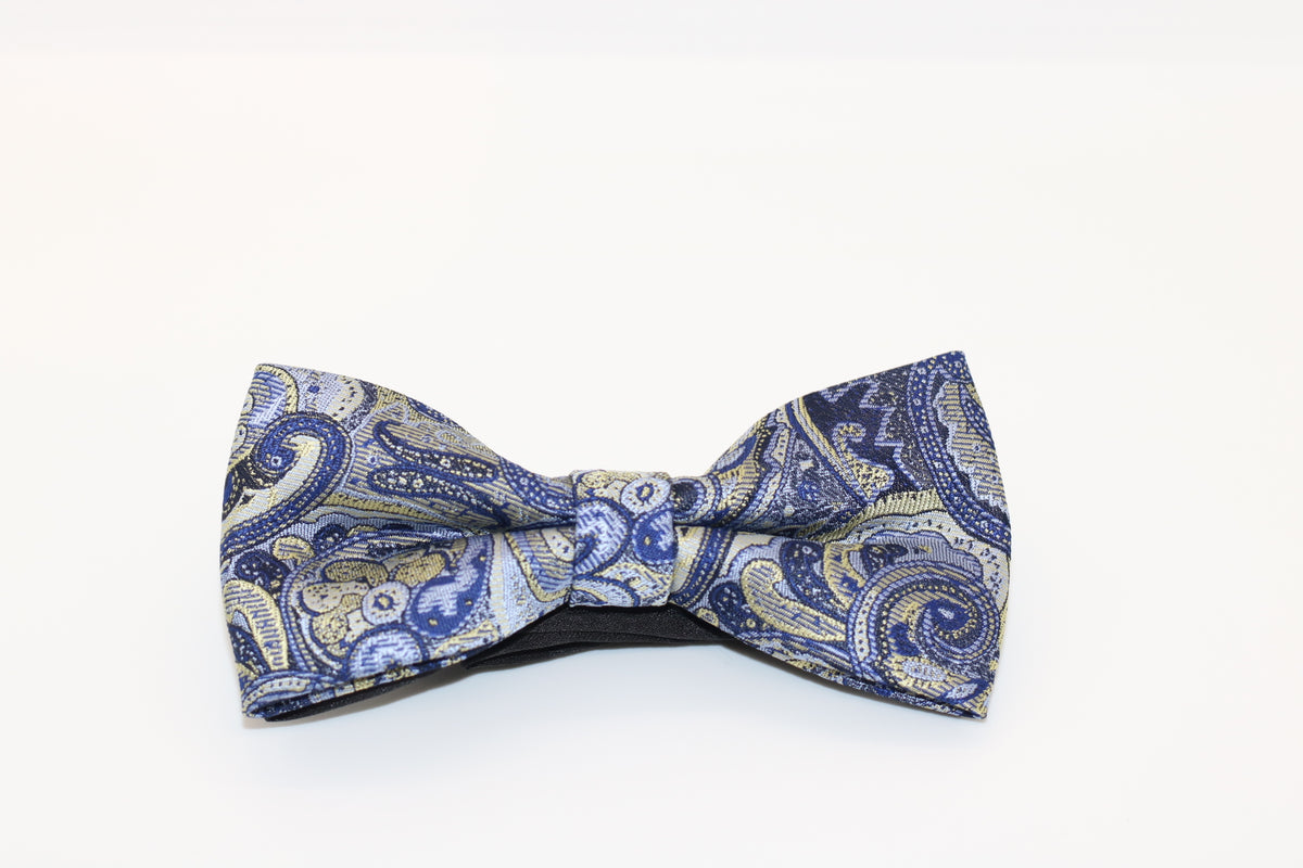 Blue Paisley Pre-Tied Bow Tie