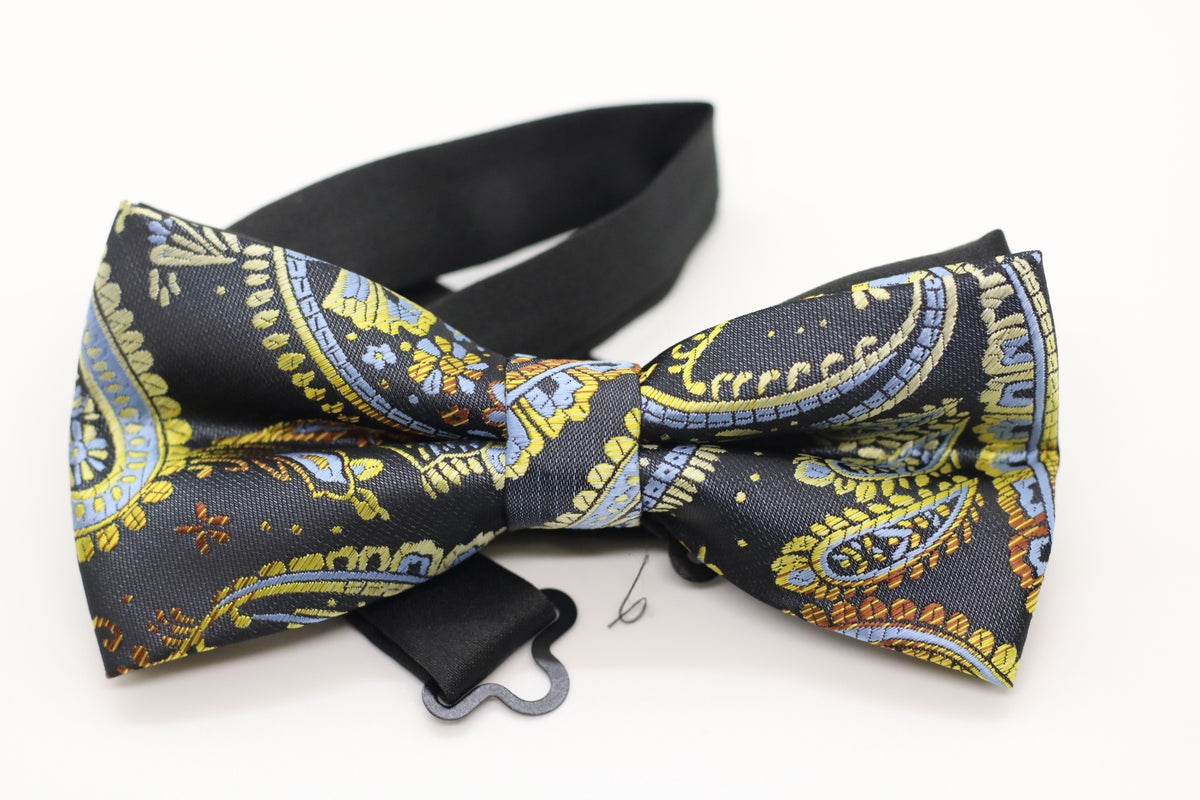 Black and Paisley Pre-Tied Bow Tie