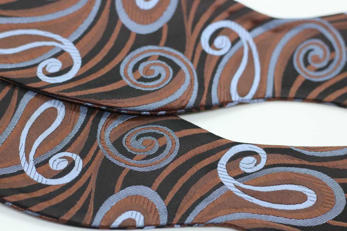 Brown and Blue Paisley Bow Tie