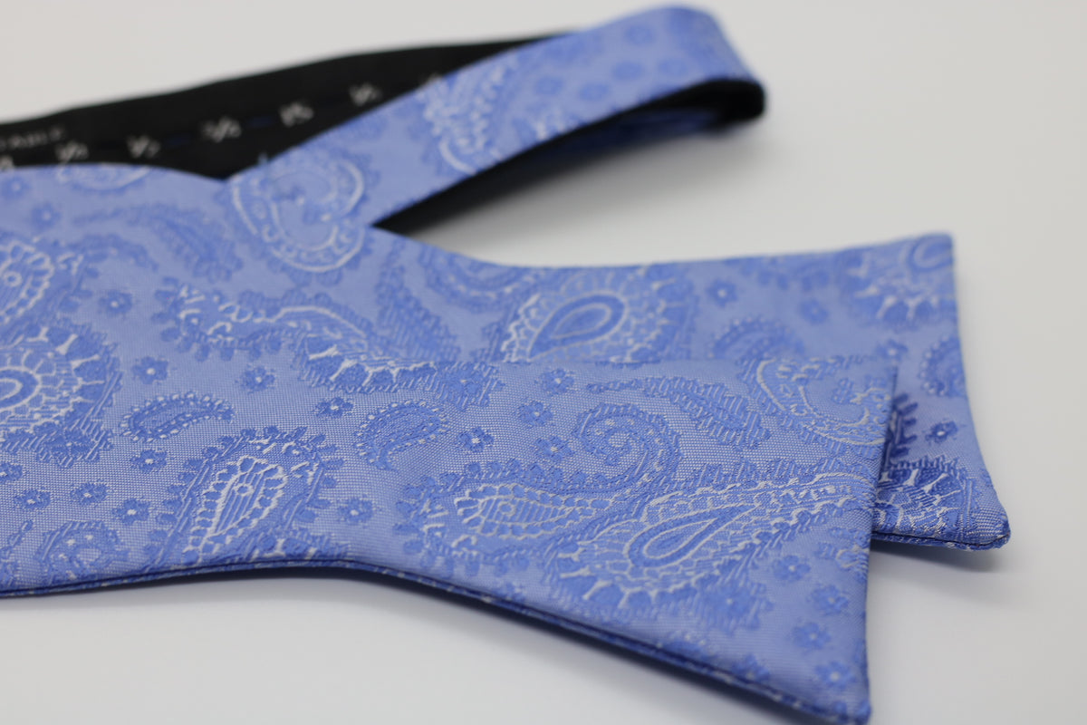 Blue, White, and Paisley Bow Tie