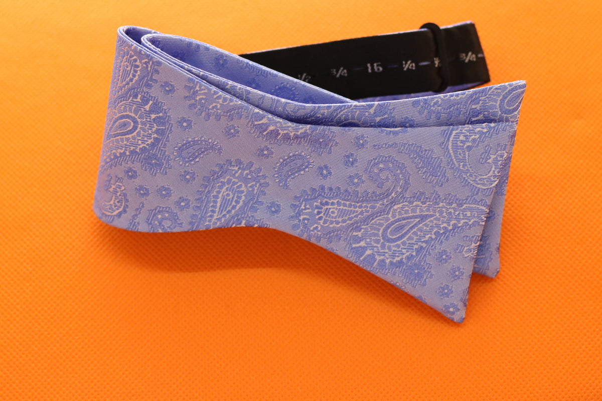 Blue, White, and Paisley Bow Tie